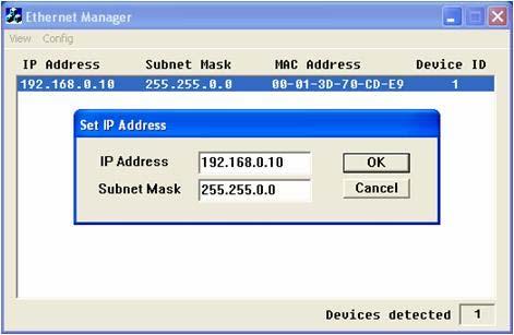 Press ENTER or select [IP Address] in the [Config] menu, a dialog will be shown (see Figure 3.4).