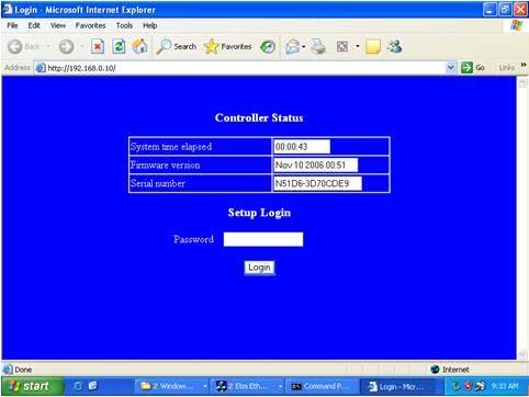 Controller Status The Login Page Open your browser. This chapter will use IE as an example.