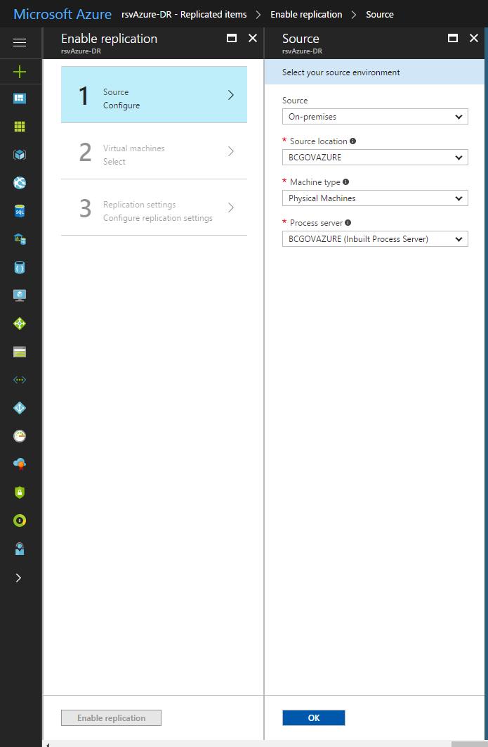 In Target, select the subscription and the resource group in which you want to create the Azure VMs after failover.