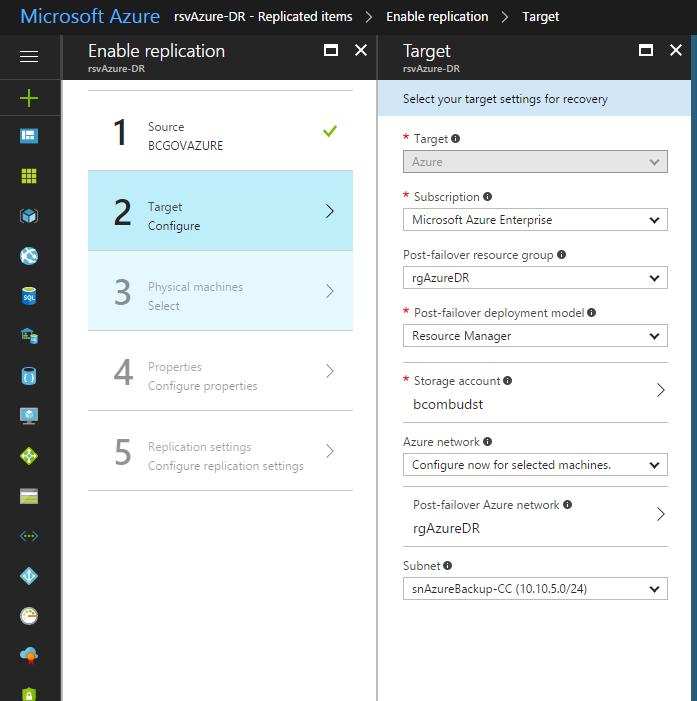 Select the Azure storage account you want to use for replicating data. If you don't want to use an account you've already set up, you can create a new one.