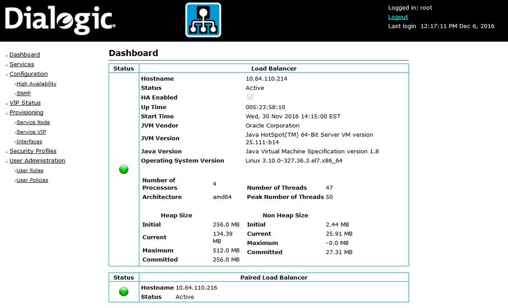 Loadbalancer Verification Navigate to the PowerVille LB WebGUI homepage and ensure the