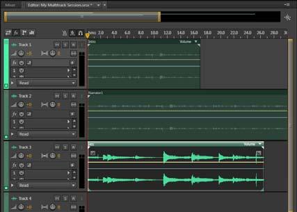 Adobe Audition Combining edited clips in a multitrack session After editing your individual audio clips, you may want to combine several clips in a multitrack project.