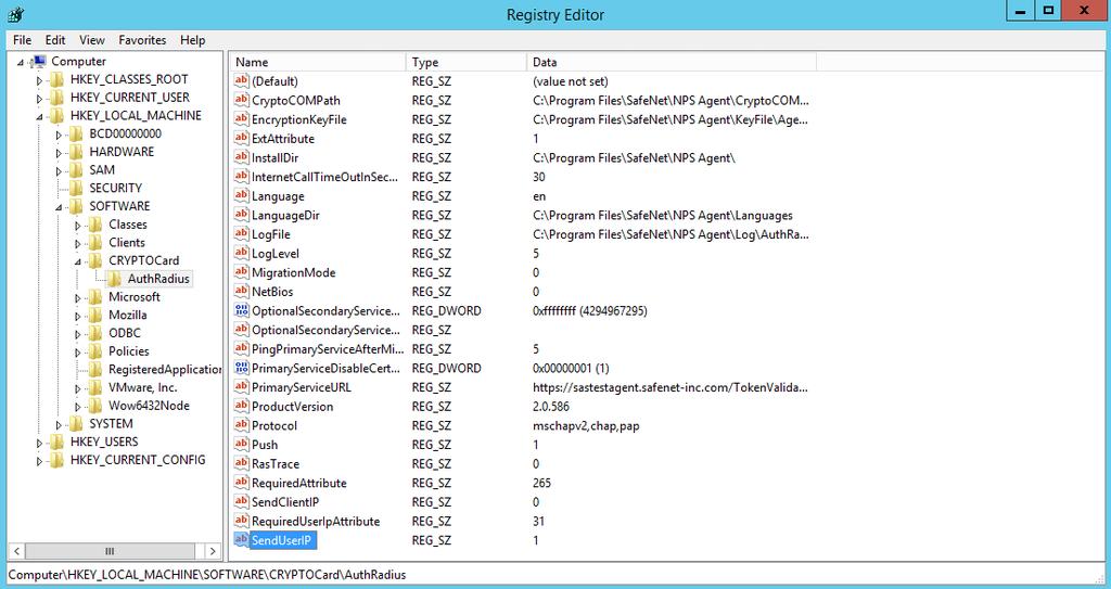 2. Add the following registry values. Registry String Value Name Value Data RequiredUserIpAttribute 31 SendUserIP 1 (The screen image above is from Microsoft software.