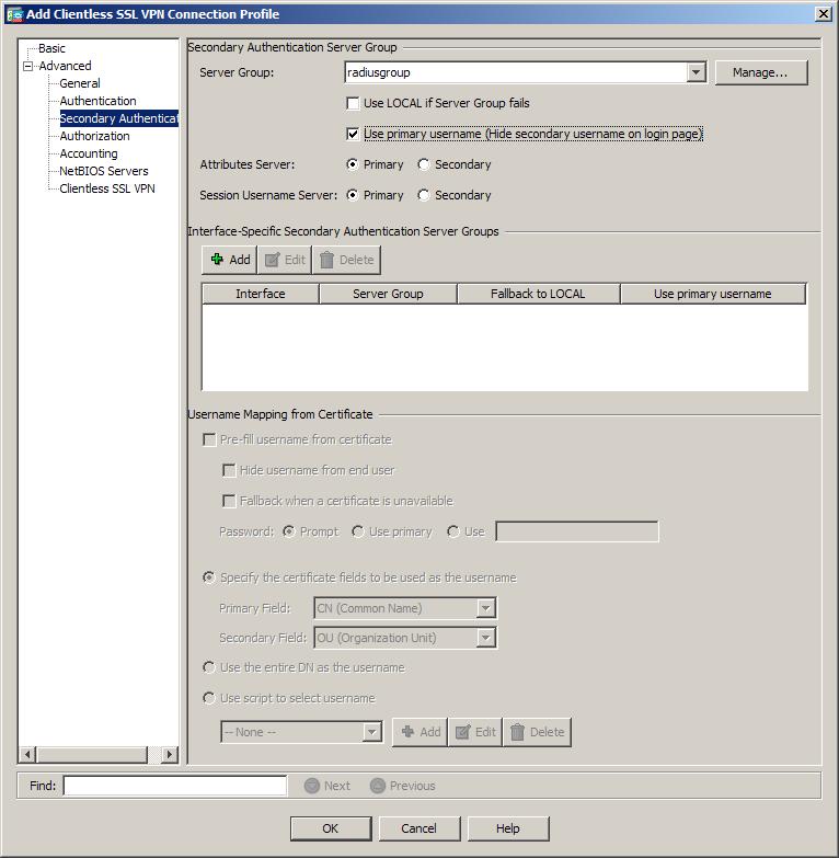 In the left pane, click Advanced > Secondary Authentication, and then in the right pane, perform the following steps: a.