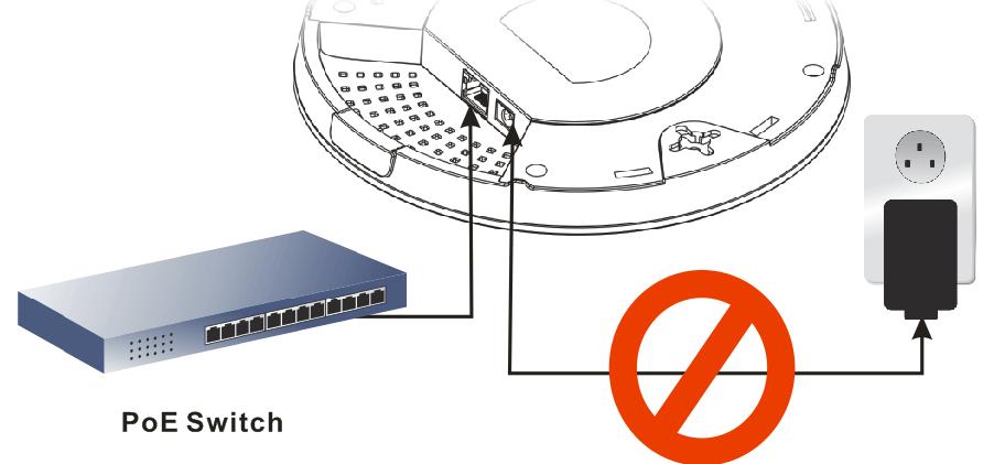 Connect VigorAP to PoE switch (via LAN port) with Ethernet cable.