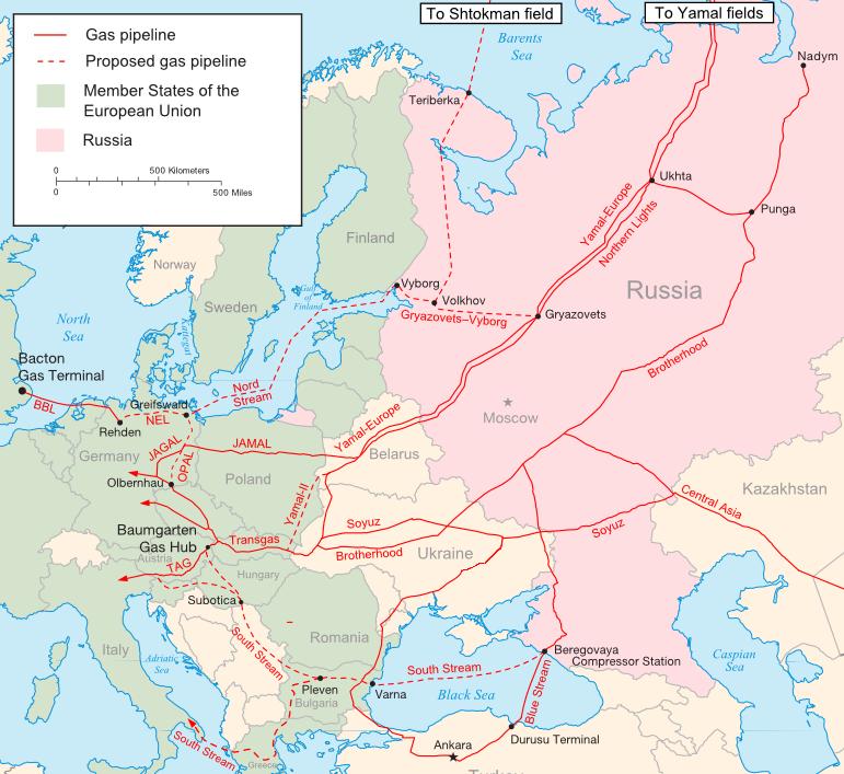 New export routes for Russian gas in Europe Yamal-Europe Distance: over 2 km Capacity: 33 bln m 3 North Stream Stage 1, 2 capacity: 55 bcm Further extension (st 2.