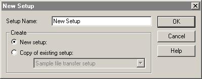 Click New. The following dialog appears: 3. In the Setup Name field, type a name for your batch setup.