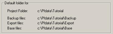 Tutorial 3 3. Look at the folders that are defined for this project: The folder is defined as Description project \Pfdata\Tutorial This is the main project folder where the data files are stored.