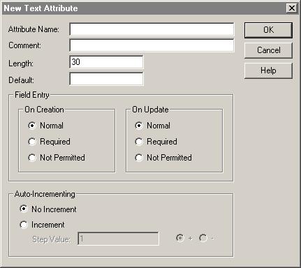 Tutorial 3 3. Select the Text option and click Add. The following dialog appears: 4. In the Attribute Name field, enter the text: Name. 5.