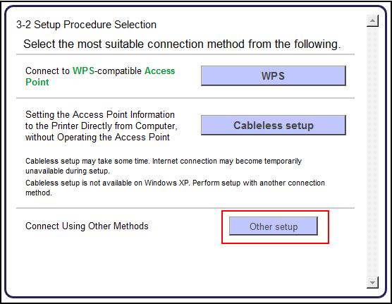 - Connecting to the wireless network Select Other