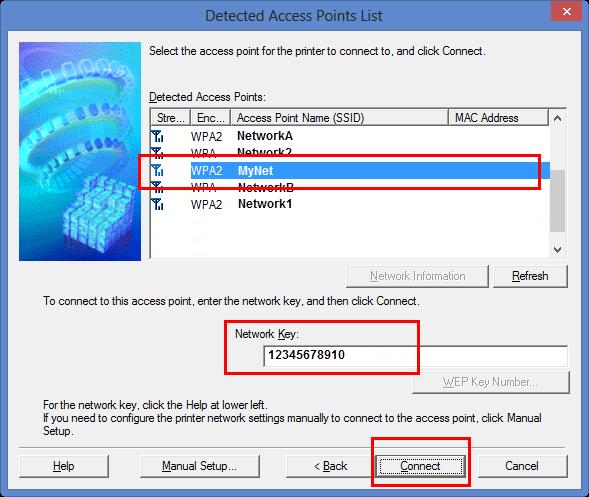 - Connecting to the wireless network If the *Detected Access Points List appears, select the Access Point to