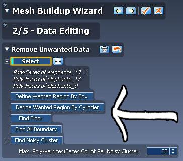 Press the push pin icon above this triangle to keep the menu visible. Mesh Buildup Wizard is broken into 5 separate operations, the first being Data Preparation.