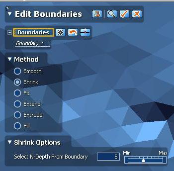 Mesh Mode: Edit Boundaries Edit Boundaries allows you to morph and distort or shrink and smooth holes and