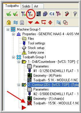 Mastercam-Toolpaths Training Guide 5. Select the Regenerate all dirty operations icon to remove the red X from the contouring operation you have just edited.