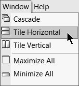 2 To view the two files as shown in the graphic above select window and pick Tile