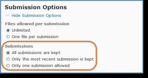 13. Select whether you would like to keep all submissions, keep only the most recent submission, or only allow one submission. 14.