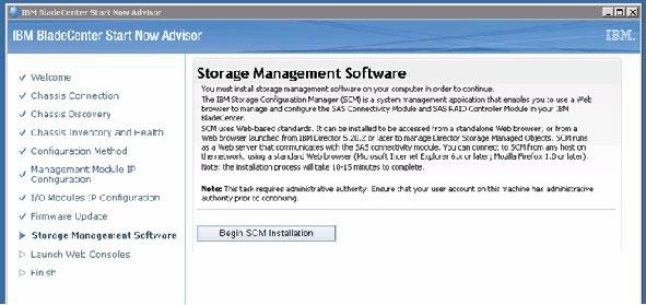 Launch Storage Configuration Manager to configure volumes and assignments to the blade servers.