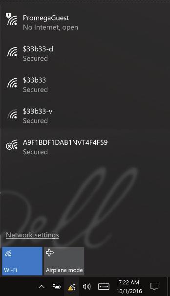 Connecting to a Network 13939TA Figure 28. Wi-Fi menu. The Wi-Fi menu indicates the status of the wireless network connectivity of the Tablet PC.