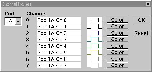 25 Logic Analyzer Software Manual 4. "Pod 1A Ch 0" will be deleted from the group. Changing channel order in a group: 1. Select group. 2. Select the channel from the "Channels in group" window. 3.