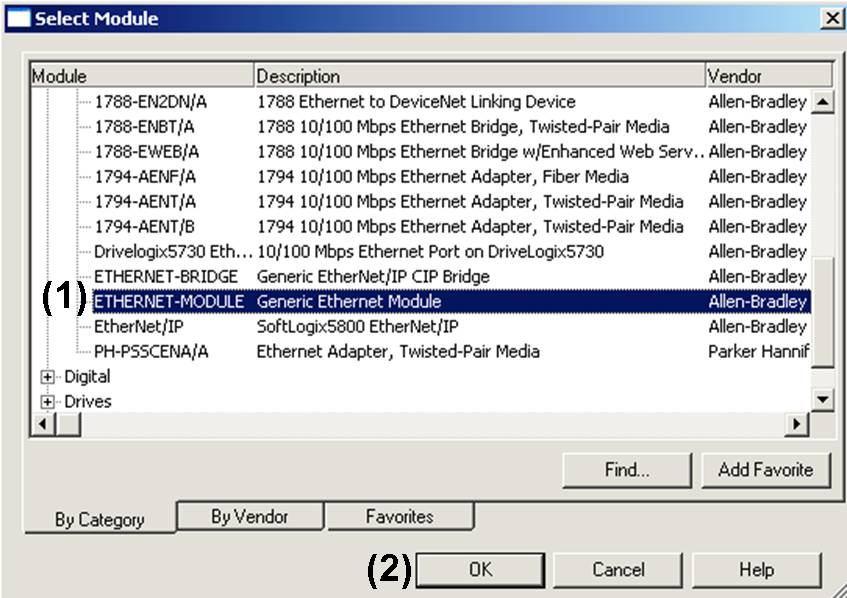 5 Integration (1) Choose Generic Ethernet Module from List (2) Click OK Configure Generic