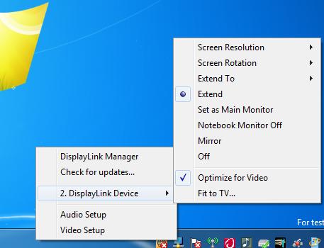 From the taskbar, click the Show hidden icons arrow to show all available icons. 2. Click the DisplayLink icon.