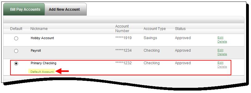 Manage Bill Pay Accounts Users can view and manage their additional Pay from Accounts.