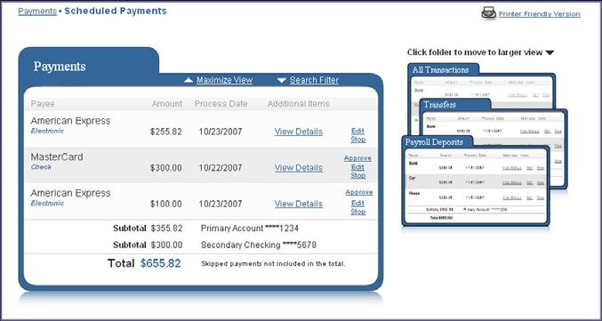 Payments Tab Edit a Scheduled Payment Click the Edit a Scheduled Payment link. The Scheduled Payments screen will appear.