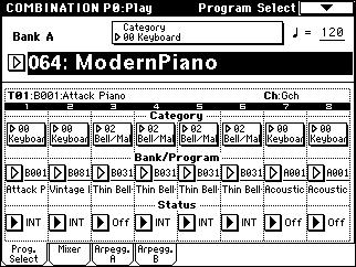 Simple combination editing A combination is a set of multiple (up to eight) programs, and allows you to create complex sounds that could not be produced by a single program.