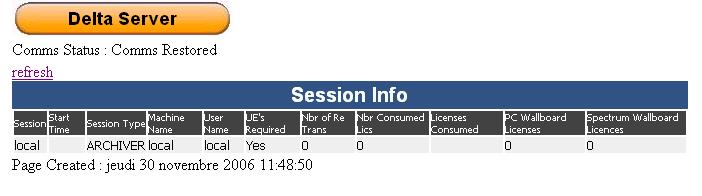 4.19 Session Info Delta Server Screens: License Info This screen shows details of the CCC