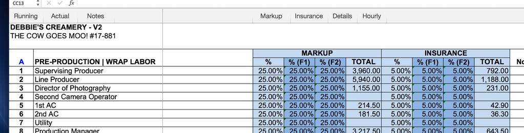 When calculating this way you will no longer be able to edit the percentages on the Cost Summary spreadsheet.