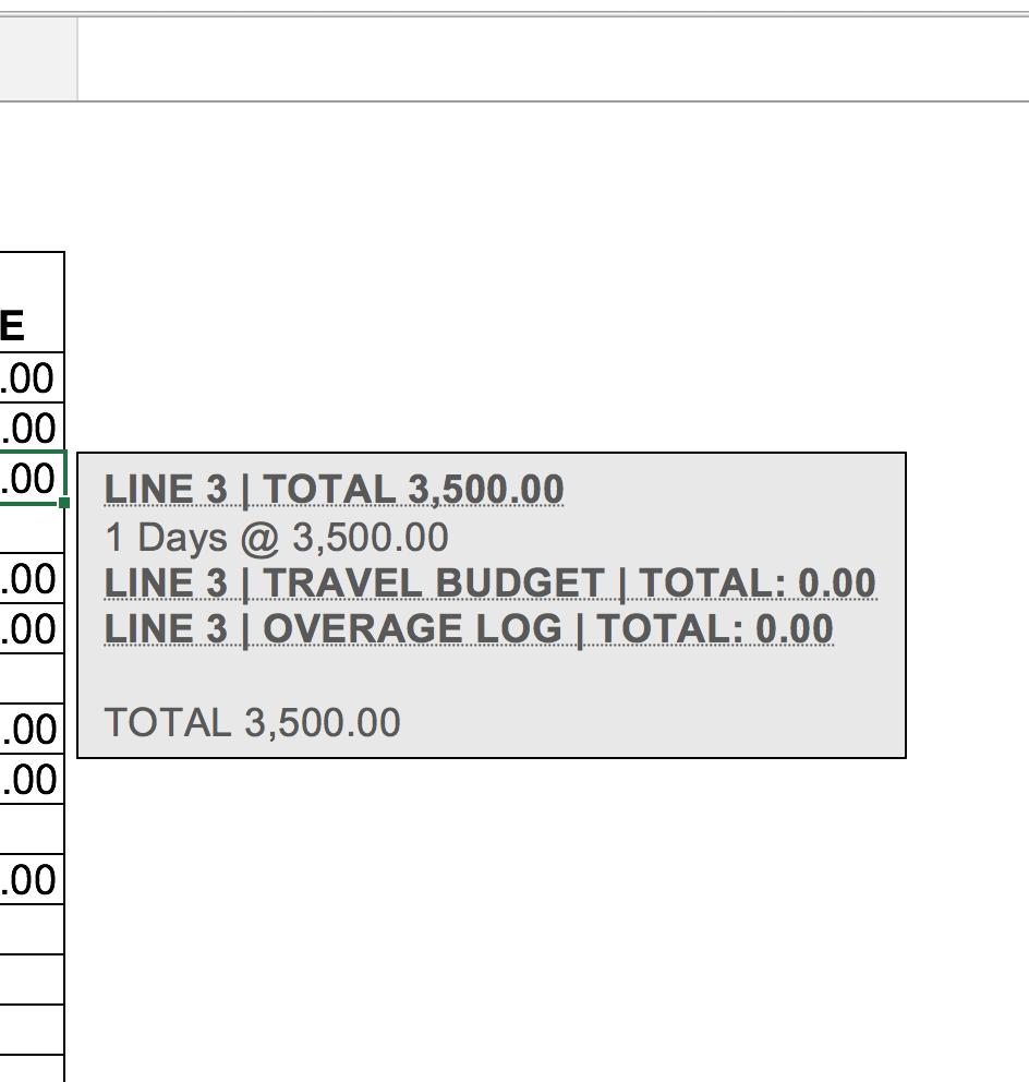 Pop-up Details To reveal more information about a line item, you can select the cell in the Estimate column of the line.