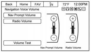 Navigation Voice Prompts. Select Navigation Voice Prompts to adjust Navigation Voice Volume, select Navigation Voice Prompt, or select Traffic Voice Prompt.