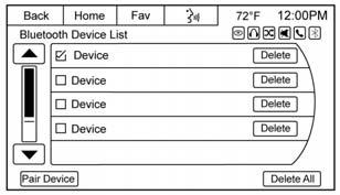 Bluetooth Device List displays all the devices connected to the vehicle. 3. Touch the desired device to connect. The pop-up display should show until the device is connected. The Contact and 1.