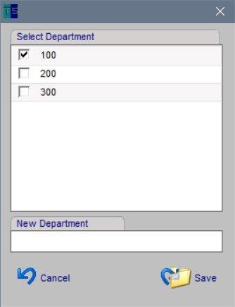 the department is not listed, you can create a new department by entering text into the New Department box.