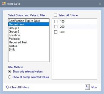 Status lists to be customized by filtering and sorting. Also allows toggling of Data Columns On/Off.