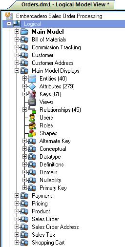 4 Collapse the folders in the Data Model tab of the Data Model Explorer to look like the image below: In the Orders.DM1 sample model, there are no physical models.