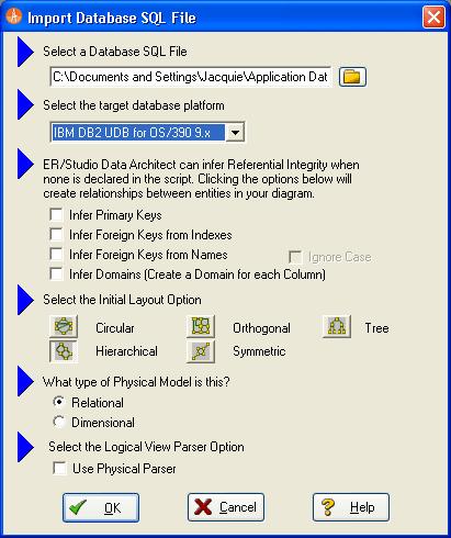 3 Select Import Model From: and then in the import list, click SQL File. NOTE: The ERX File choice enables you to import Computer Associates ERwin 3.5.2 ERX files.