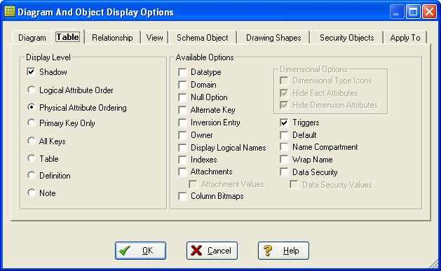 Setting the Physical Model Display 1 Select the physical model and then click View > Diagram and Objects Display Options.
