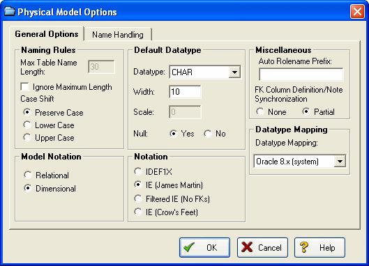 3 In the Model Notation area, select Dimensional. 4 Click OK. Now that we ve changed the model notation, we can use an auto-layout tool to rearrange the tables.