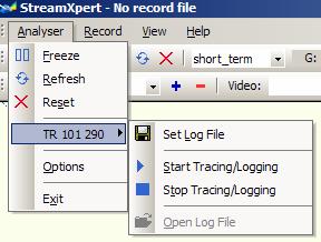5. Setup Tool Bar: To properly utilize the StreamXpert application, you must first ensure that you have correctly defined the analysis parameters that will apply to the transport stream under test.