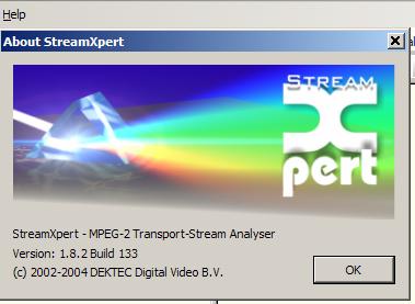 5.5. Help The Help > About StreamXpert selection will display the current version of StreamXpert software that you are running.