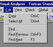Visual Analyzer V2.1 User s Guide Page 21 Edit Menu Copy Command Use this command to copy highlighted text to the Windows clipboard.