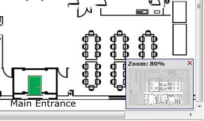 clicking with the right button of the mouse over the desired area of the plan, as can be seen below: A small navigation map showing the zoom value will be visible also in