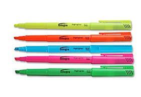 g. Highlighters, Blue, Green, Pink, Purple, or Yellow: Pink-