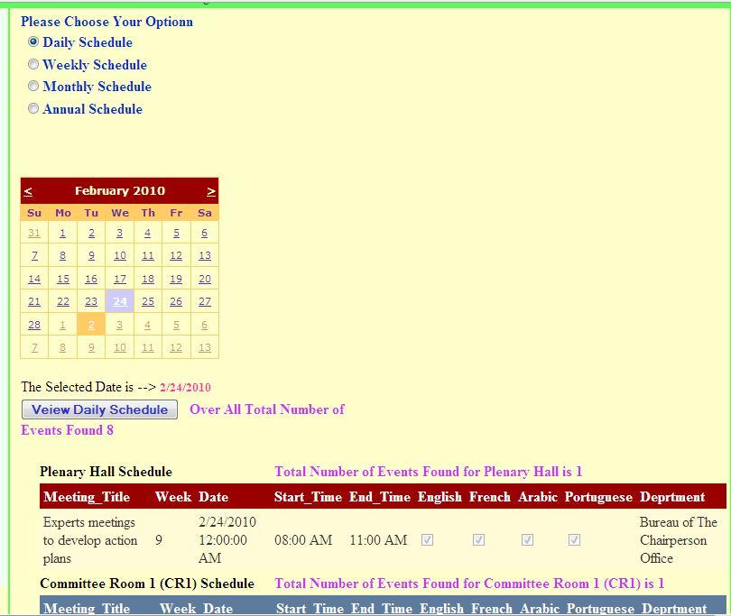 25. Daily, Weekly, Monthly and Annual Schedule Page This page