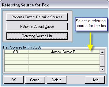 0 Selecting a Referring Source You can also fax the patient s