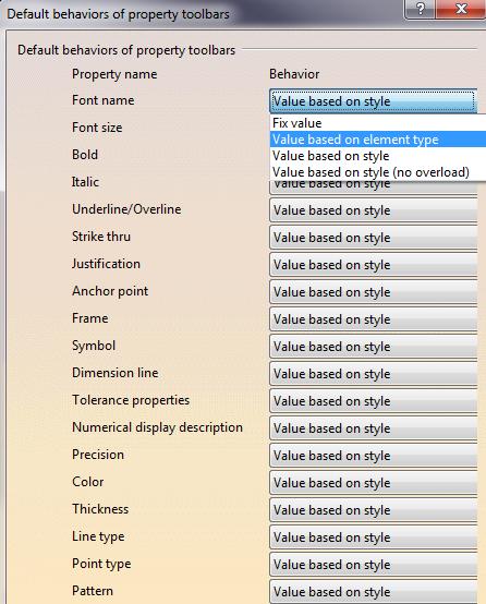 Customizing Settings Administration You can now configure the default behavior of an item in the property toolbars.