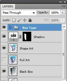 Then, choose New Group From Layers from the Layers panel menu, and name this group Box Artwork. Then click OK. Layer groups help you organize and manage individual layers.
