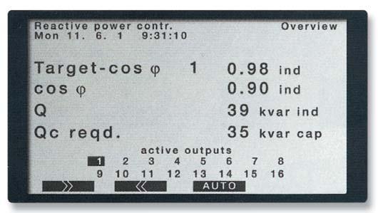 The available memory space for additional time control operations is permanently displayed. Power factor controller Timer cos The system puts 8 timers at your disposal.