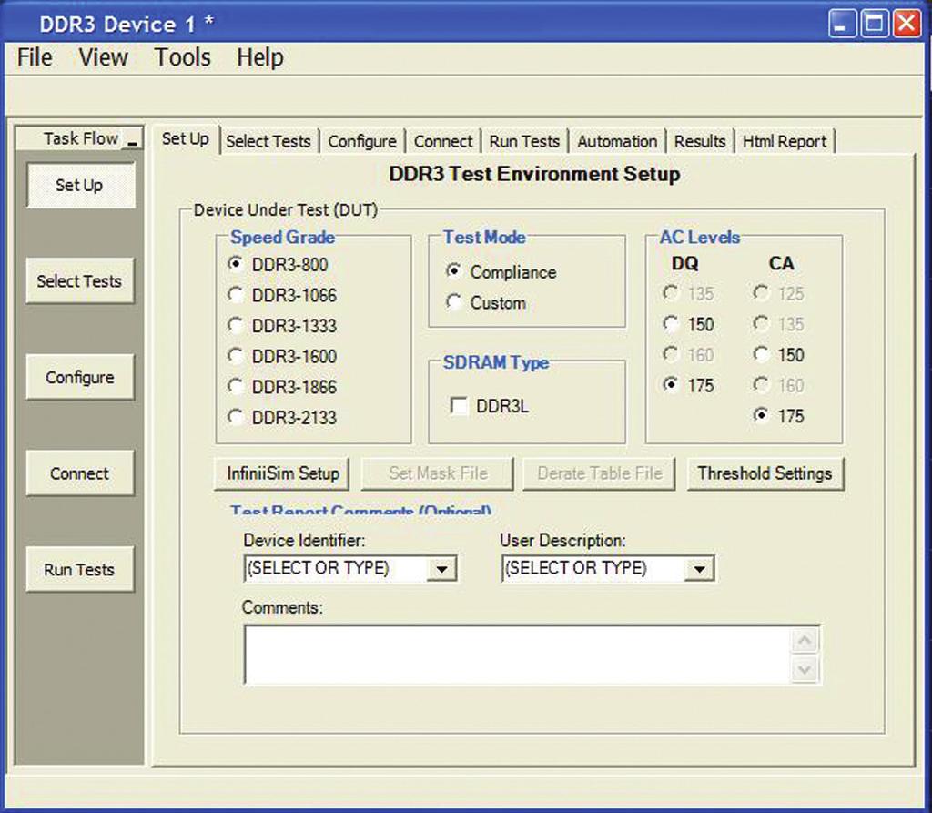 04 Keysight U7231A DDR3 Compliance Test Application for Infiniium Series Oscilloscopes - Data Sheet Easy test definition The test application enhances the usability of Keysight Infiniium